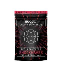 THC GUMMIES – DELTA 8 GUMMIES – RED LIGHTNING SHOCKWAVES SOUR BELTS – 500MG – BY HI ON NATURE