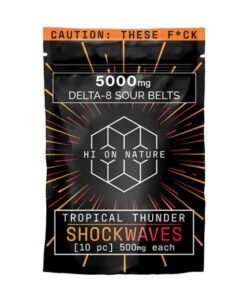 THC GUMMIES – DELTA 8 GUMMIES – TROPICAL THUNDER SHOCKWAVES SOUR BELTS – 500MG – BY HI ON NATURE